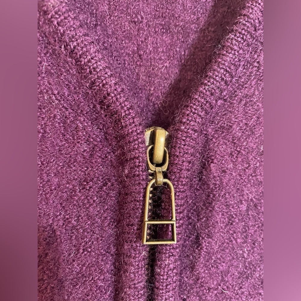 Vintage Sweater Vest Sz Large Jacket Boucle Purple Zip Front Pockets 100% Wool - Picture 4 of 8
